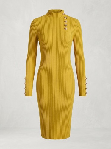 Damen strickkleid gelb - damen,